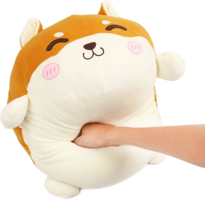Shiba Inu almohada de peluche animal relleno lindo juguete de peluche animé chorreante Corgi Plushie Fluffy Kawaii almohada de abrazo suave