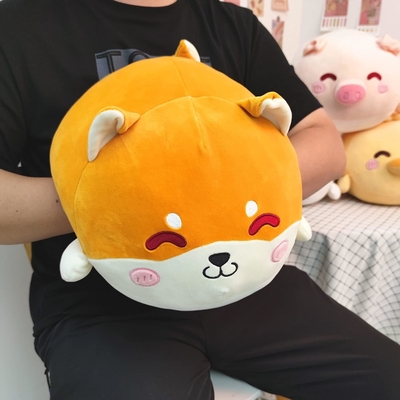 Shiba Inu almohada de peluche animal relleno lindo juguete de peluche animé chorreante Corgi Plushie Fluffy Kawaii almohada de abrazo suave