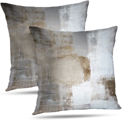 Conjunto de 2 piezas de arte marrón decoración contemporánea gris decoración para el hogar abrazado funda de almohada funda de almohada 18x18 pulgadas