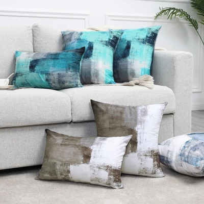 Conjunto de 2 piezas de arte marrón decoración contemporánea gris decoración para el hogar abrazado funda de almohada funda de almohada 18x18 pulgadas