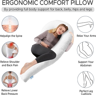 Almohada corporal para adultos - almohadas suaves largas de cama inserta para dormir - espuma de memoria triturada y cubierta lavable extraíble