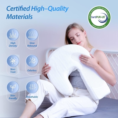 Almohada para el cuerpo del dormido lateral Almohada para el cuerpo del adulto Almohada de espuma de memoria con soporte de contorno en forma de U alivio del dolor con