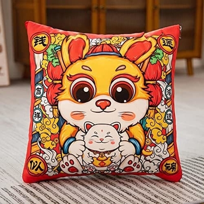 Mascota del Año del Conejo, Almohada Roja Grande, Almohada del Año del Conejo 40*40cm