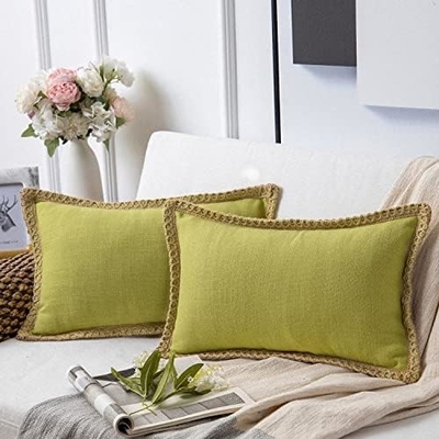 Phantoscope Pack de 2 Decorativo de la granja Arrojar almohadas, patrón sólido para el hogar