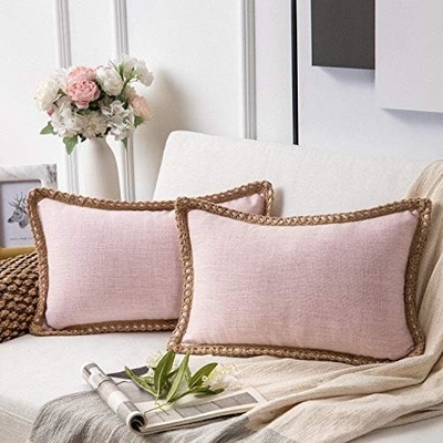 Phantoscope Pack de 2 Decorativo de la granja Arrojar almohadas, patrón sólido para el hogar