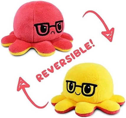 TeeTurtle - El original Plushie Pulpo Reversible - Amor + Odio - Dulces sensoriales Fidget animales rellenos que muestran su