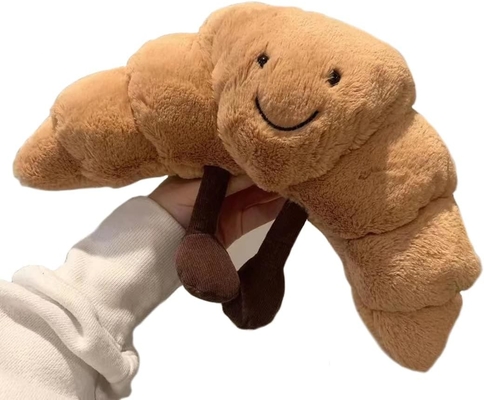 Peso Plush 9 &quot; Croissant Plush Sonrisa linda Croissant Paño almohada relleno Animales divertidos comida blanda Plushies