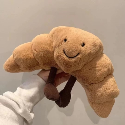 Peso Plush 9 &quot; Croissant Plush Sonrisa linda Croissant Paño almohada relleno Animales divertidos comida blanda Plushies