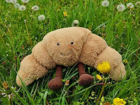 Peso Plush 9 &quot; Croissant Plush Sonrisa linda Croissant Paño almohada relleno Animales divertidos comida blanda Plushies