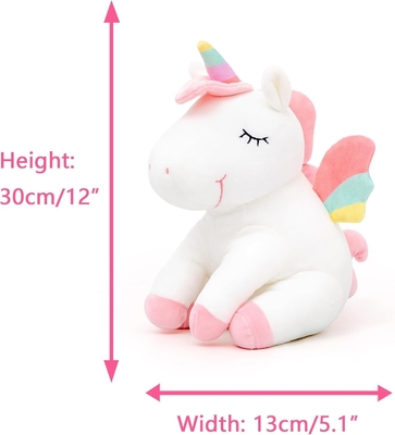 Lazada Unicornio Animal relleno juguetes de peluche Niñas Regalos con alas de arco iris Blanco 12 pulgadas