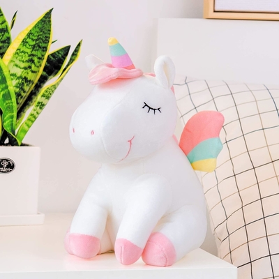 Lazada Unicornio Animal relleno juguetes de peluche Niñas Regalos con alas de arco iris Blanco 12 pulgadas