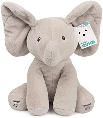 GUND Bebé Animado Flappy El Elefante Plush, Cantando Juguete de Bebé de Animales Rellenos para Edades 0 y Más, Gris, 12&quot;