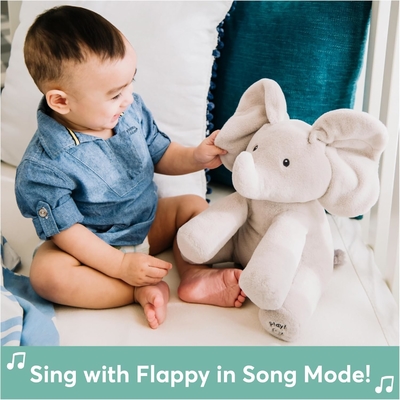 GUND Bebé Animado Flappy El Elefante Plush, Cantando Juguete de Bebé de Animales Rellenos para Edades 0 y Más, Gris, 12&quot;