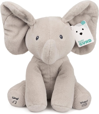 GUND Bebé Animado Flappy El Elefante Plush, Cantando Juguete de Bebé de Animales Rellenos para Edades 0 y Más, Gris, 12&quot;
