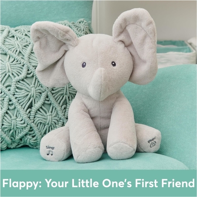 GUND Bebé Animado Flappy El Elefante Plush, Cantando Juguete de Bebé de Animales Rellenos para Edades 0 y Más, Gris, 12&quot;