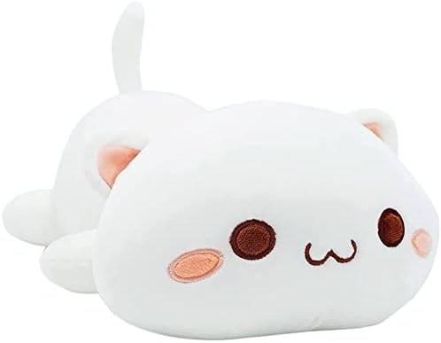Onsoyours lindo gatito juguete de peluche de 25,5&quot; animal relleno mascota de gato anime suave gato almohada de peluche grande para niños (blanco A, 25.5