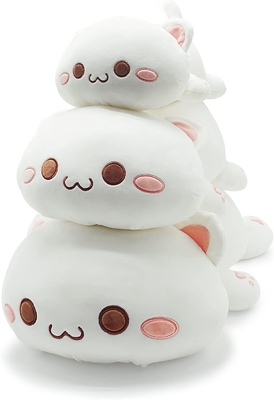 Onsoyours lindo gatito juguete de peluche de 25,5&quot; animal relleno mascota de gato anime suave gato almohada de peluche grande para niños (blanco A, 25.5