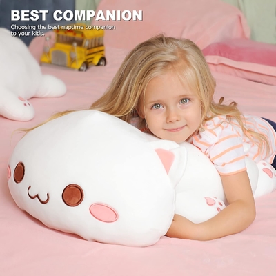 Onsoyours lindo gatito juguete de peluche de 25,5&quot; animal relleno mascota de gato anime suave gato almohada de peluche grande para niños (blanco A, 25.5