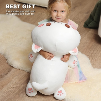 Onsoyours lindo gatito juguete de peluche de 25,5&quot; animal relleno mascota de gato anime suave gato almohada de peluche grande para niños (blanco A, 25.5