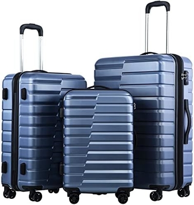 Valija PC ABS TSA equipaje de 3 piezas conjunto de cerradura girador Carry on (azul azul)