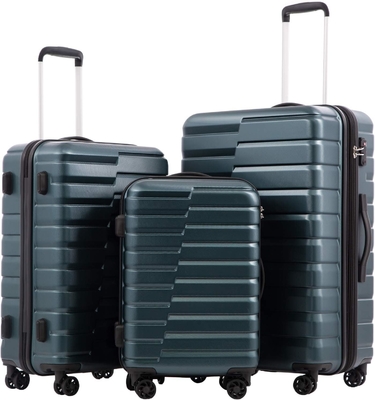 Valija PC ABS TSA equipaje de 3 piezas conjunto de cerradura girador Carry on (azul azul)