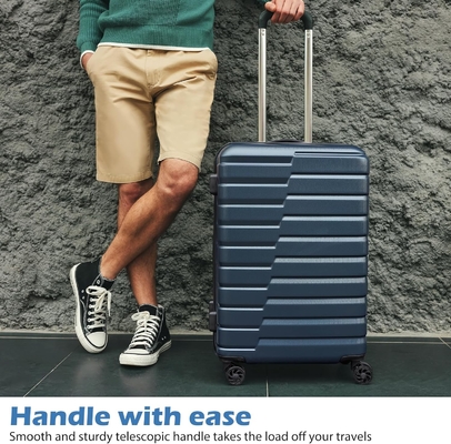 Valija PC ABS TSA equipaje de 3 piezas conjunto de cerradura girador Carry on (azul azul)