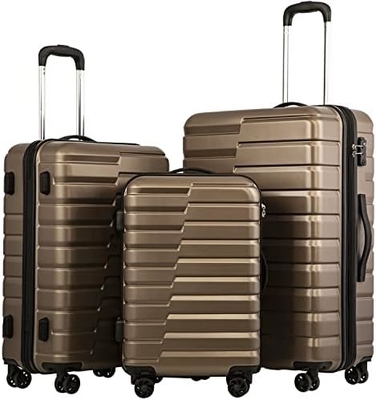 Valija PC ABS TSA equipaje de 3 piezas conjunto de cerradura girador Carry on (azul azul)