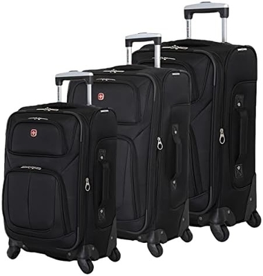 Equipaje expandible de lado blando, negro, de 29 pulgadas.