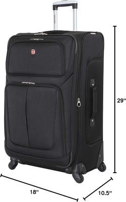 Equipaje expandible de lado blando, negro, de 29 pulgadas.