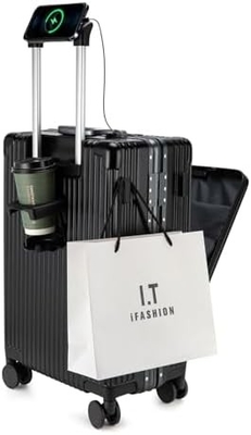 20 pulgadas de Aluminio Cuadro Hardside Spinner Rueda de equipaje, Construido en TSA cerradura Llevar en la maleta, con soporte de taza y puerto USB