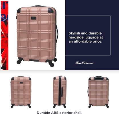 Equipaje de viaje ligero de cuatro ruedas, oro rosa, de 24 pulgadas.