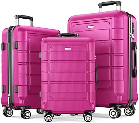 Conjuntos de equipaje PC+ABS expandible maleta duradera doble ruedas TSA cerradura 3pcs vino tinto