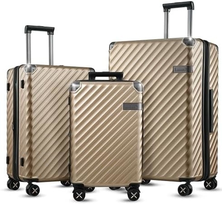 Equipaje 22x14x9 Aprobado por aerolínea - Valija de policarbonato expandible de cáscara dura de 35L con ruedas giratorias (Negra, 20 pulgadas)