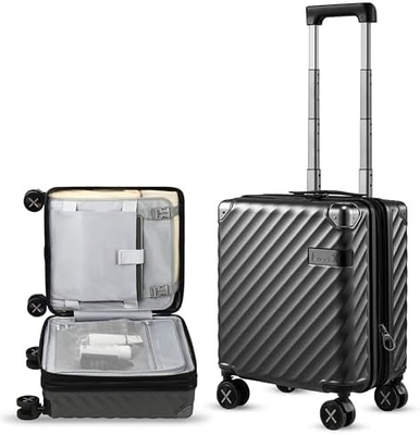 Equipaje 22x14x9 Aprobado por aerolínea - Valija de policarbonato expandible de cáscara dura de 35L con ruedas giratorias (Negra, 20 pulgadas)
