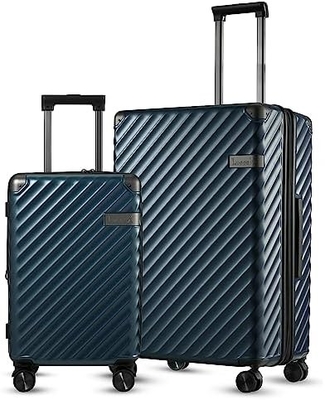 Equipaje 22x14x9 Aprobado por aerolínea - Valija de policarbonato expandible de cáscara dura de 35L con ruedas giratorias (Negra, 20 pulgadas)