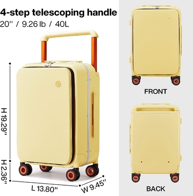 Equipaje de lujo de diseño de manija ancha Valija de viaje de rodadura PC de lado duro con marco de aluminio ruedas giratorias huecas,