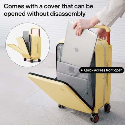 Equipaje de lujo de diseño de manija ancha Valija de viaje de rodadura PC de lado duro con marco de aluminio ruedas giratorias huecas,