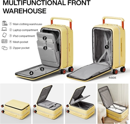 Equipaje de lujo de diseño de manija ancha Valija de viaje de rodadura PC de lado duro con marco de aluminio ruedas giratorias huecas,