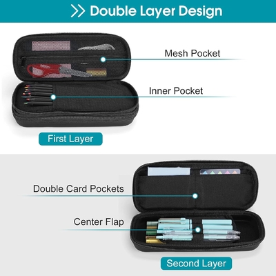 ProCase Casilla de lápiz de bolígrafo, EVA de 2 capas de cerradura Bolsa de lápiz de bolígrafo Bolsa de gran capacidad Organizador de almacenamiento de papelería para la escuela