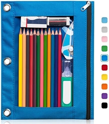Cuadro de lápiz de encuadre con cremallera lisa, caja de lápiz de ventana transparente para encuadre, bolso de lápiz de encuadre de 3 anillos de gran capacidad