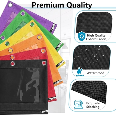 Cuadro de lápiz de encuadre con cremallera lisa, caja de lápiz de ventana transparente para encuadre, bolso de lápiz de encuadre de 3 anillos de gran capacidad