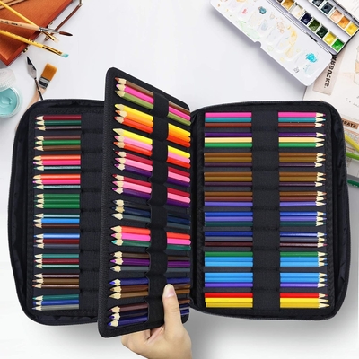300 ranuras Casilla de lápiz de color - Organizador de bolígrafo con envoltura y cremallera, soporte multicapa para Prismacolor