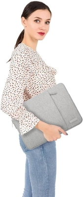Bolso de manga para computadora portátil Compatible con MacBook Air 13 M3 A3113 M2 /Pro 13 M2 M1,Cuadro vertical de poliéster con bolsillo, gris