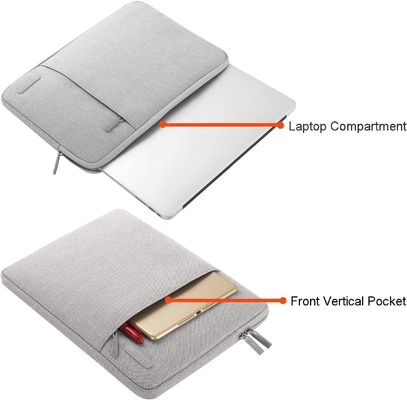Bolso de manga para computadora portátil Compatible con MacBook Air 13 M3 A3113 M2 /Pro 13 M2 M1,Cuadro vertical de poliéster con bolsillo, gris