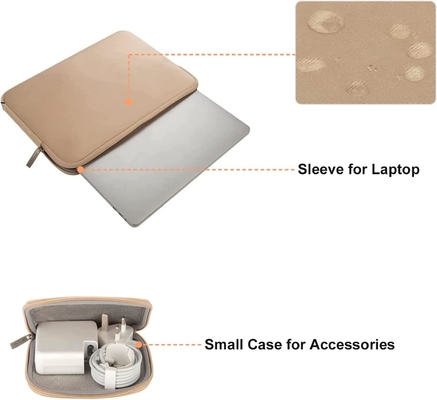 Manga de portátil Compatible con MacBook Air/Pro, portátil de 13-13 pulgadas, bolso de neoprene con caja pequeña, albaricoque