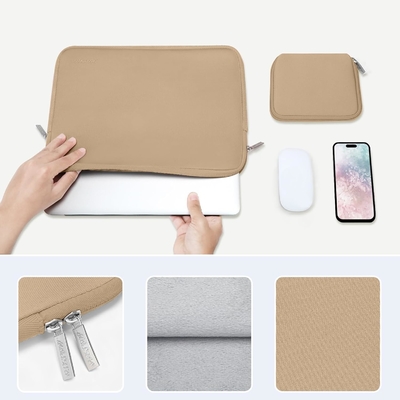 Manga de portátil Compatible con MacBook Air/Pro, portátil de 13-13 pulgadas, bolso de neoprene con caja pequeña, albaricoque