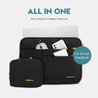 Adecuado para,MacBook Pro 13-14 pulgadas, PET reciclado portátil caso de transporte con mango y bolsillo de accesorios