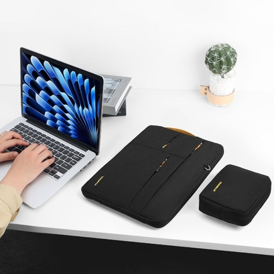 Adecuado para,MacBook Pro 13-14 pulgadas, PET reciclado portátil caso de transporte con mango y bolsillo de accesorios