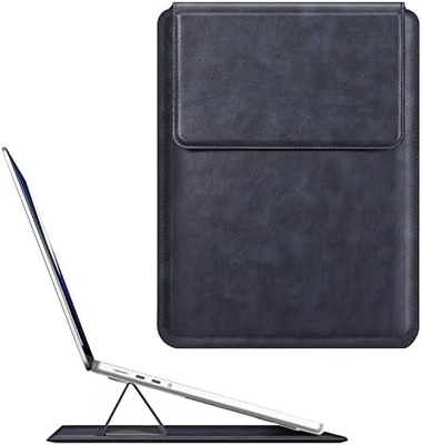 Cuerpo de portátil MacBook Air 13.6M3 M2 A3113 A2681/MacBook Pro 14 A2992-PU tapa de bolsa delgada de cuero con función de soporte, marrón
