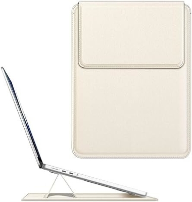 Cuerpo de portátil MacBook Air 13.6M3 M2 A3113 A2681/MacBook Pro 14 A2992-PU tapa de bolsa delgada de cuero con función de soporte, marrón